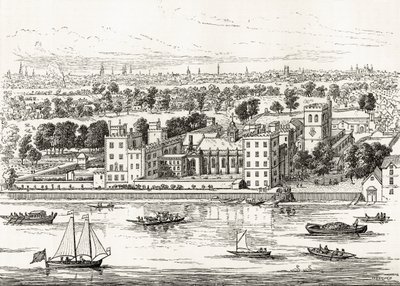 Pałac Lambeth nad Tamizą, z „London Pictures: Drawn with Pen and Pencil”, ks. Richarda Lovetta, opublikowany w 1890 r. autorstwa English School